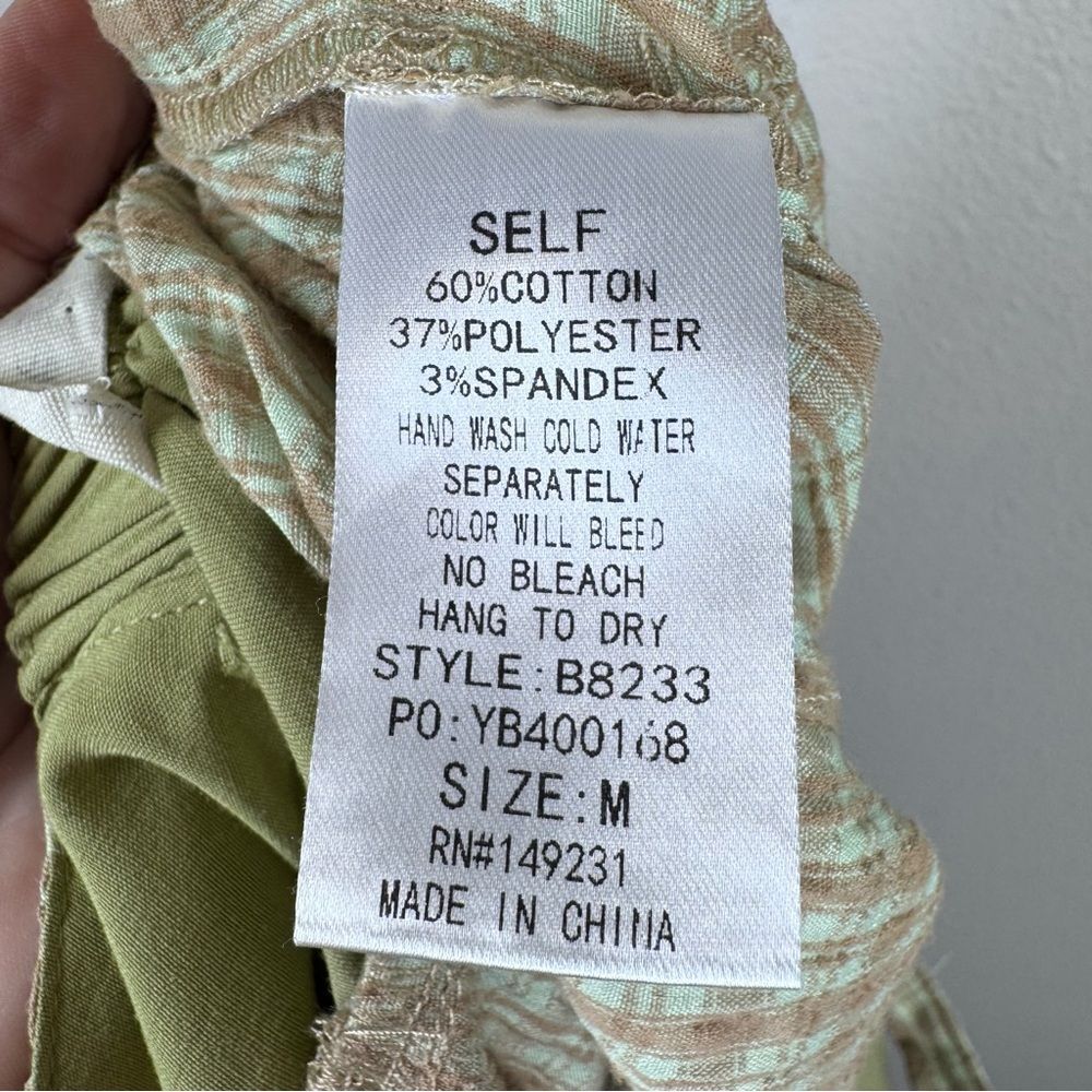 Olive & Leaf Wide Leg Jumpsuit Green Brown Plaid Boho Women’s Size Medium - Picture 6 of 6